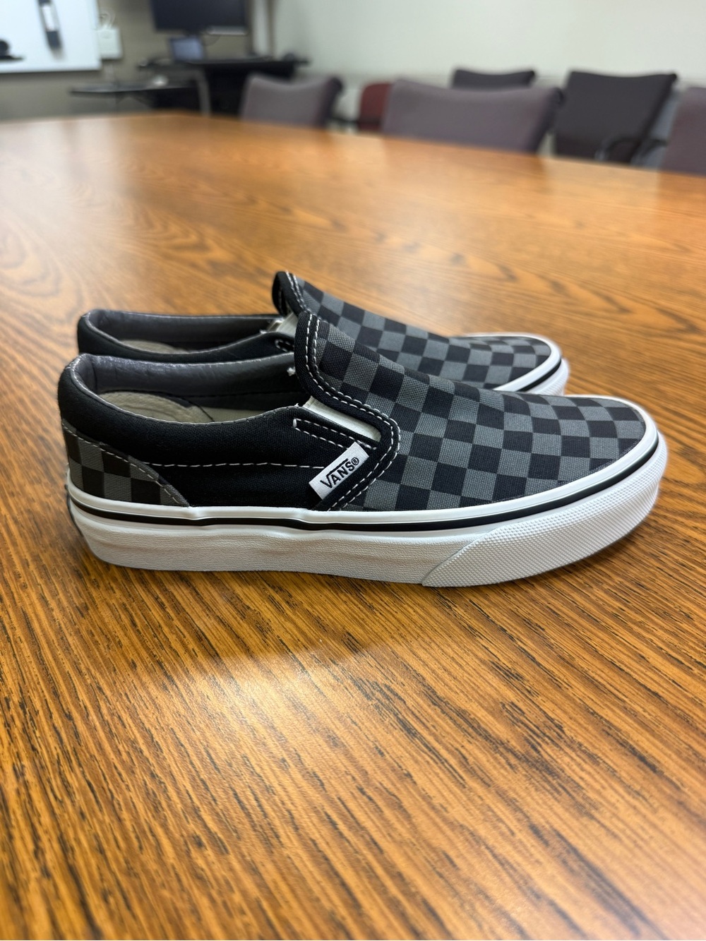 Vans Classic Slip-On Checkerboard Black Gray Kids Size 1